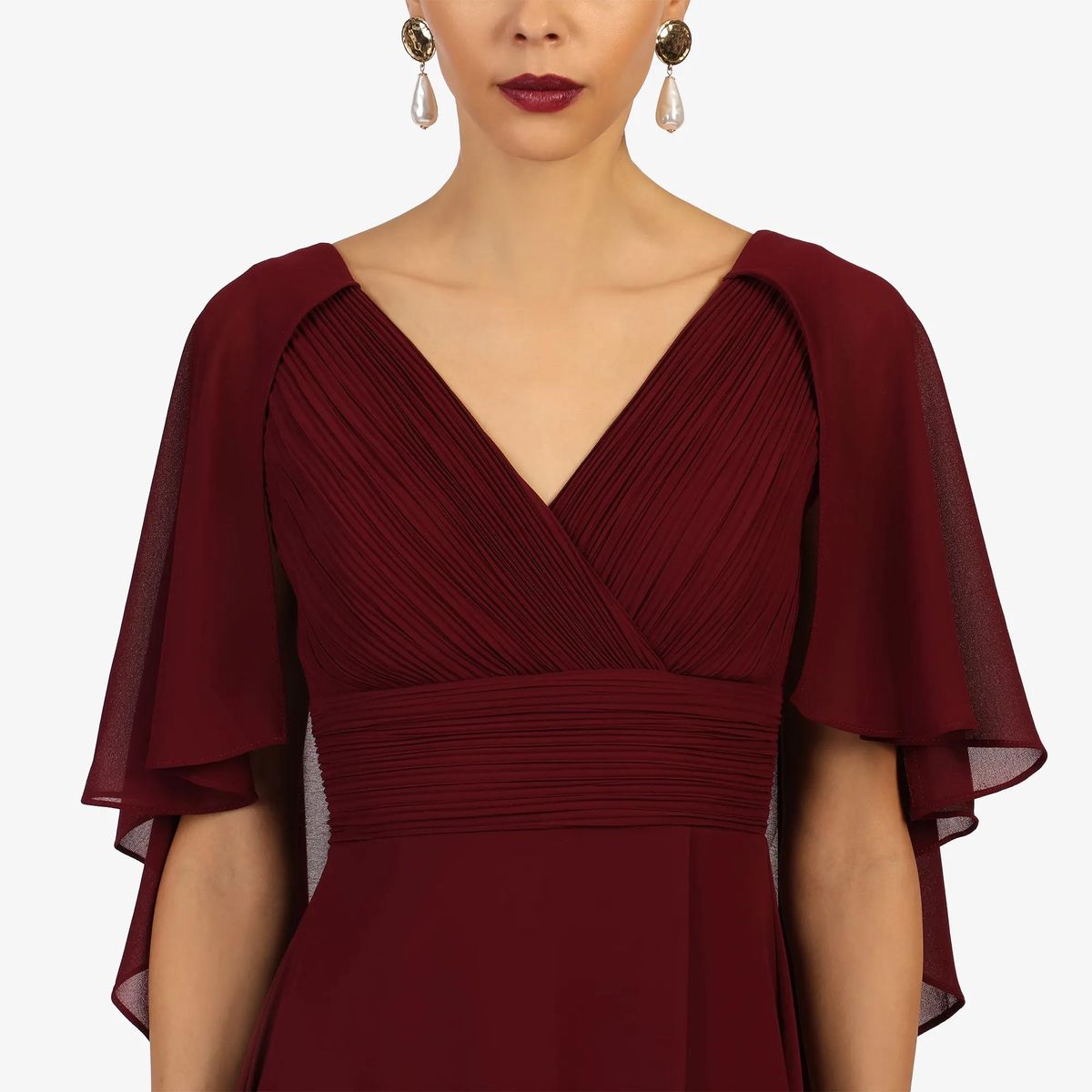 Elegantes Chiffonkleid mit Cape-Ärmeln