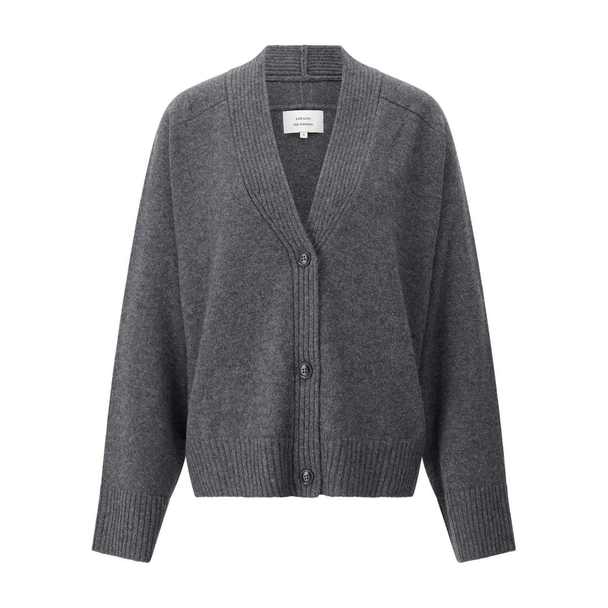 Übergroße Kaschmir-Strickjacke mit Rippstrickbesatz