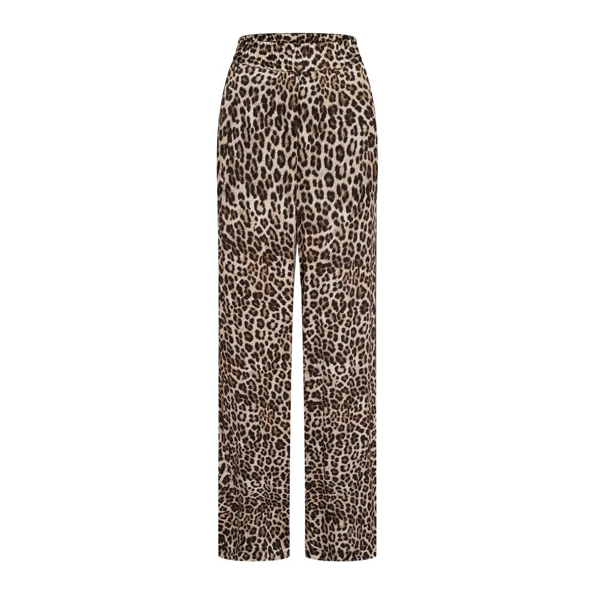 Loungewear Hose mit Leopardenmuster und weitem Bein
