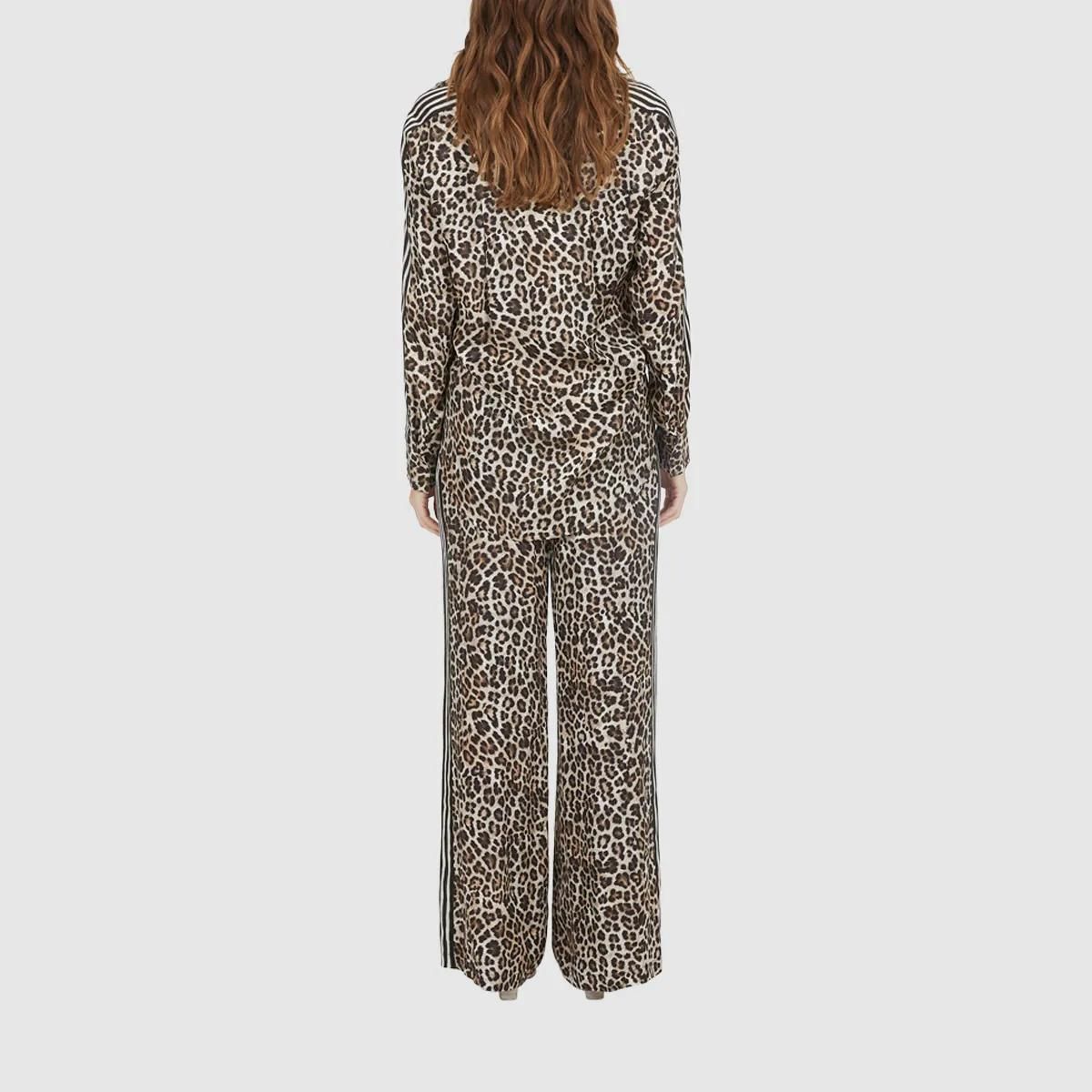 Loungewear Hose mit Leopardenmuster und weitem Bein