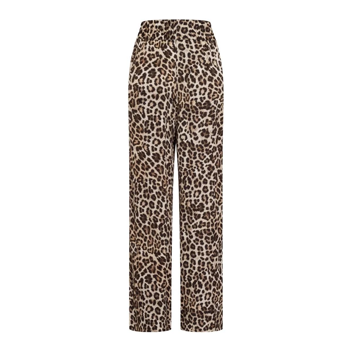 Loungewear Hose mit Leopardenmuster und weitem Bein