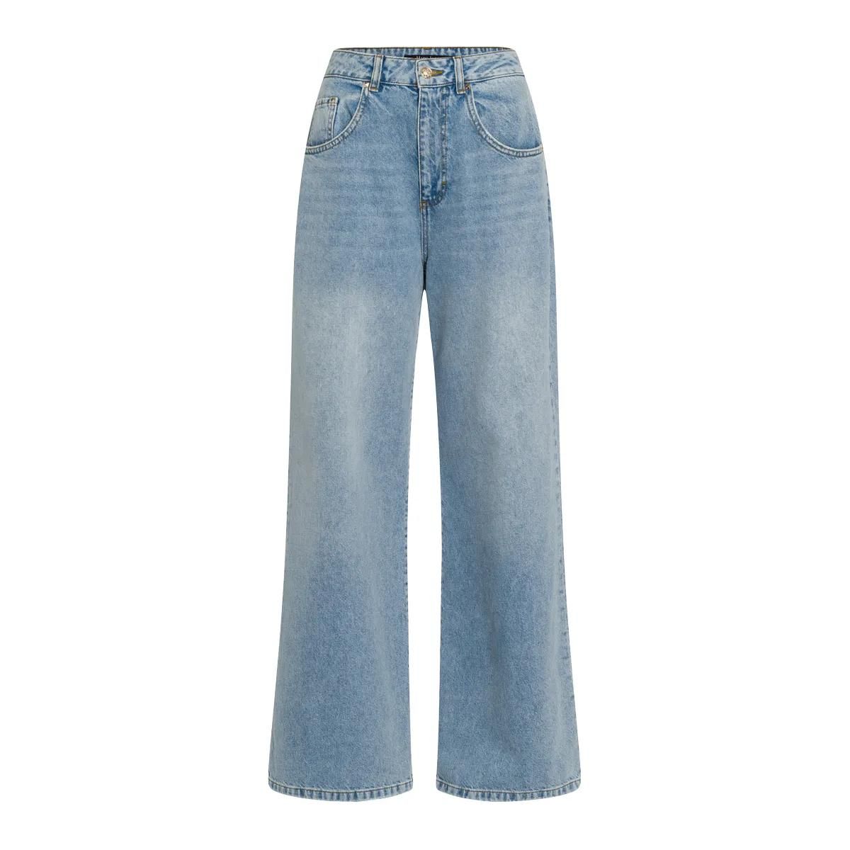 Authentische Blue Denim Jeans mit weitem Bein