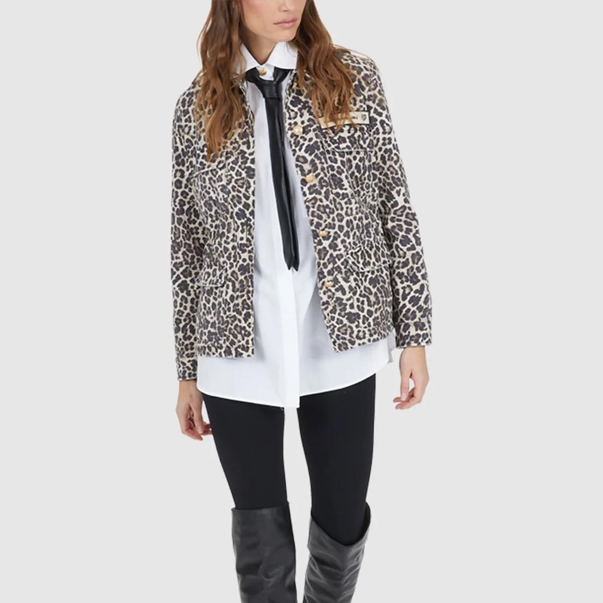 Feldjacke aus Baumwolle mit Leopardenmuster