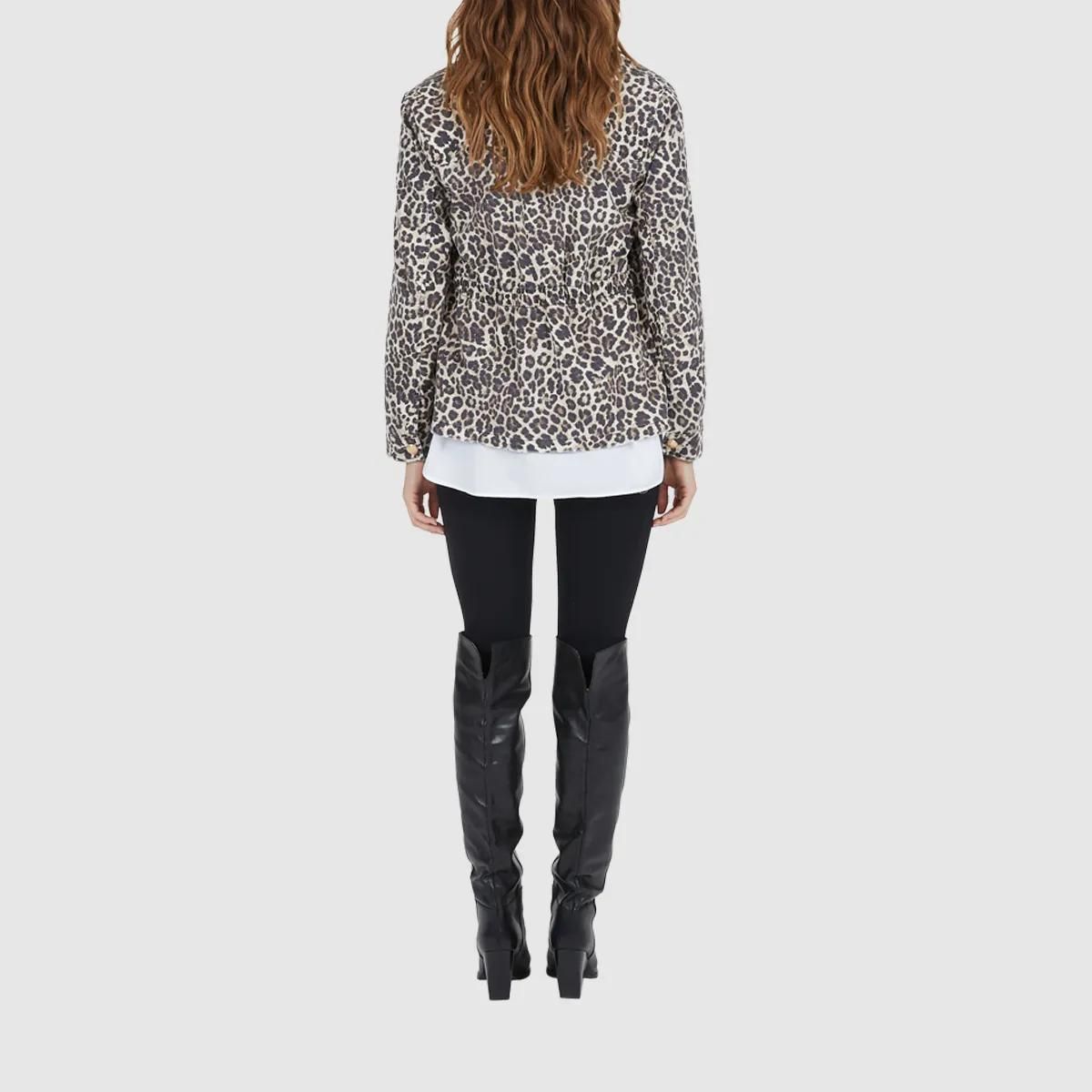 Feldjacke aus Baumwolle mit Leopardenmuster