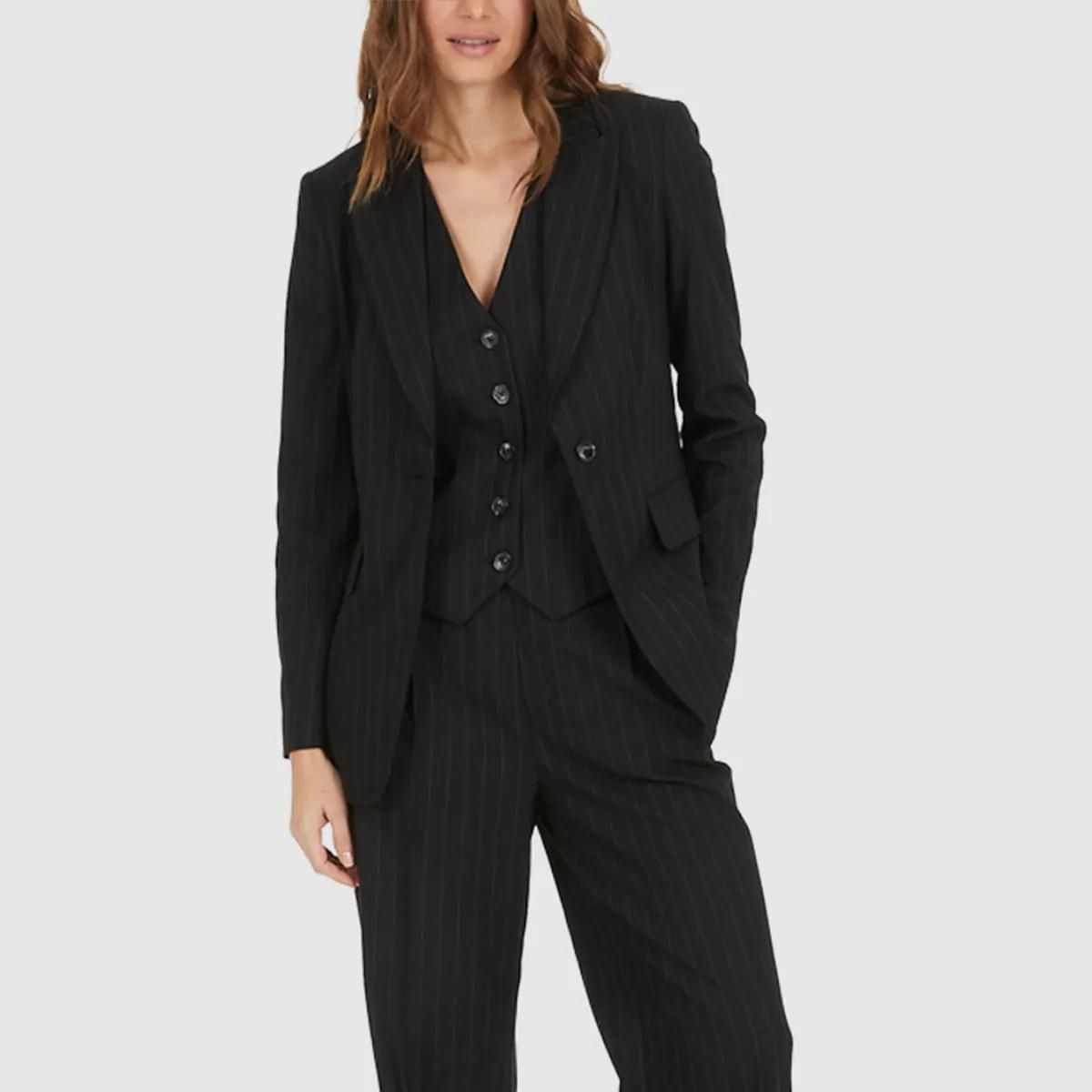 Eleganter Nadelstreifen Ein-Knopf Blazer