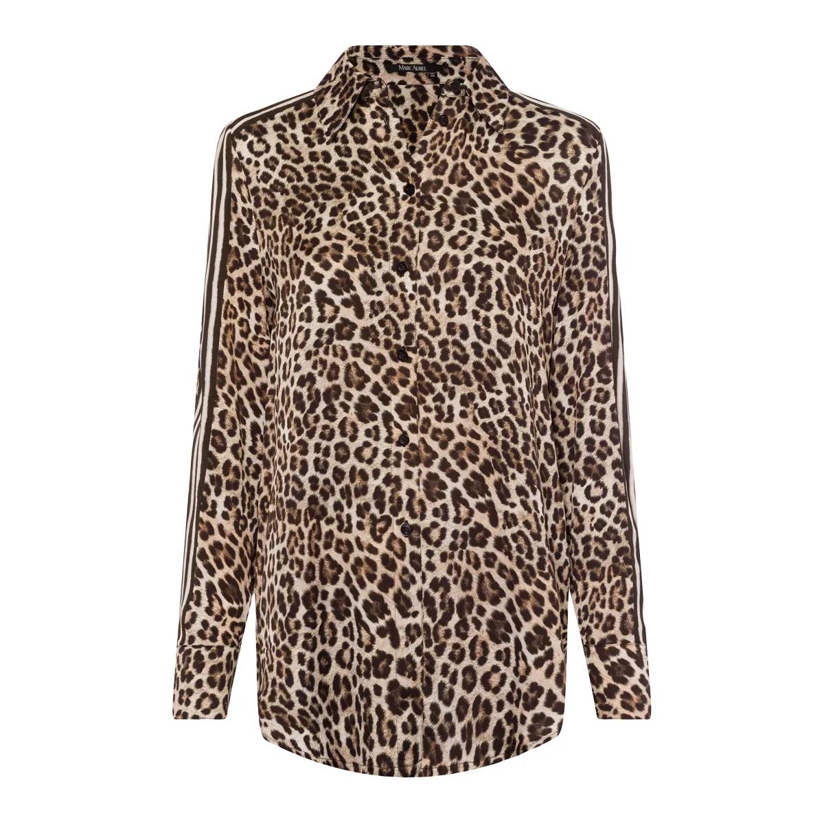 Hemd mit Leopardenmuster und Streifen an den Ärmeln