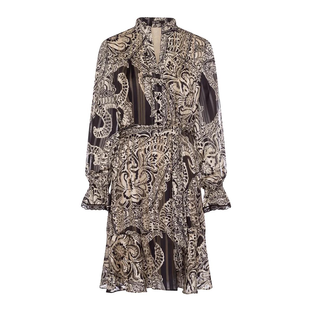 Kleid mit Paisley-Print und Bindegürtel