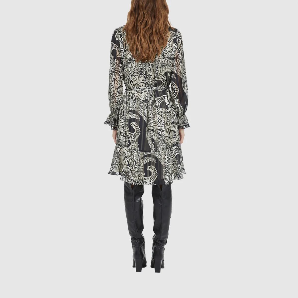 Kleid mit Paisley-Print und Bindegürtel