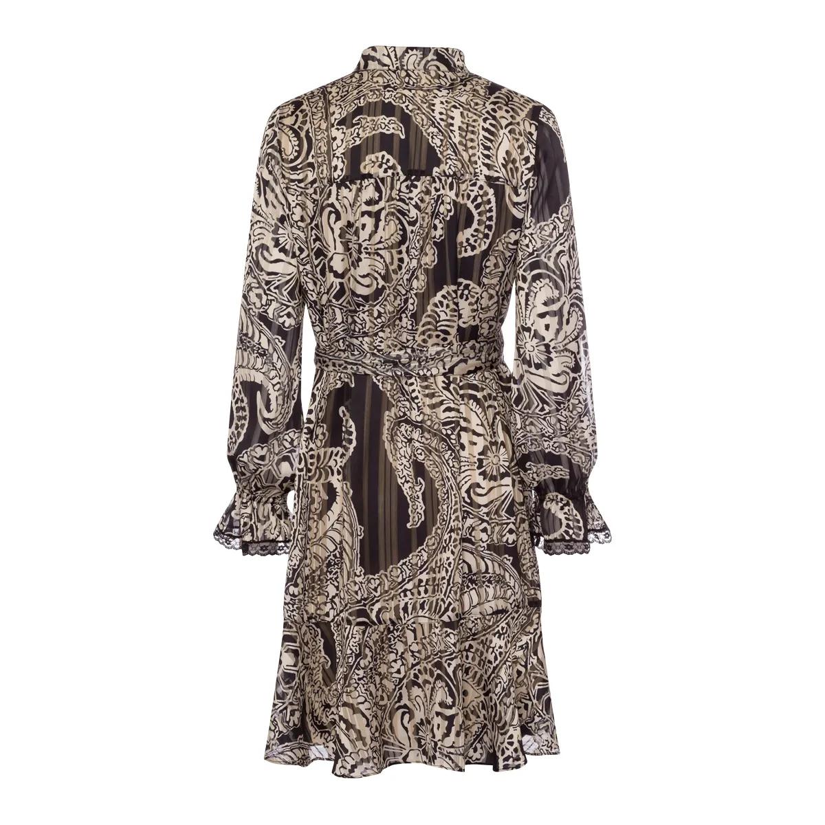 Kleid mit Paisley-Print und Bindegürtel