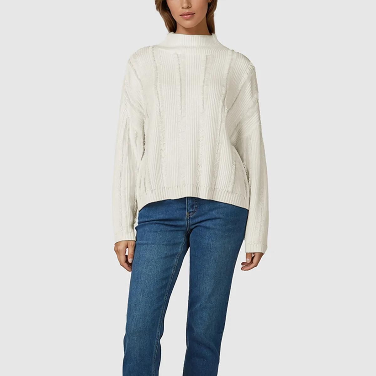 Pullover mit Fransen und Rippstrick