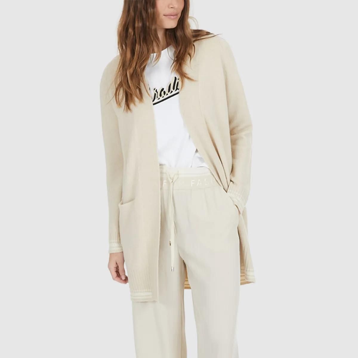 Locker geschnittene, lange Strickjacke mit Taschen