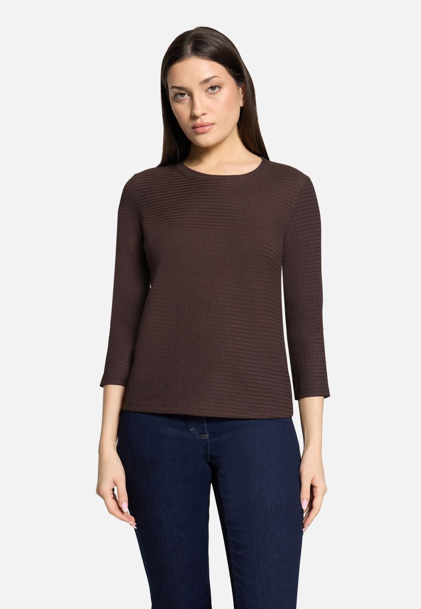 Strukturierter Strickpullover mit 3/4 Ärmeln