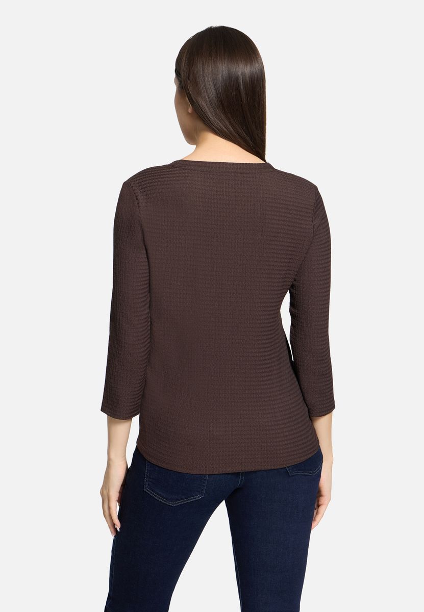 Strukturierter Strickpullover mit 3/4 Ärmeln