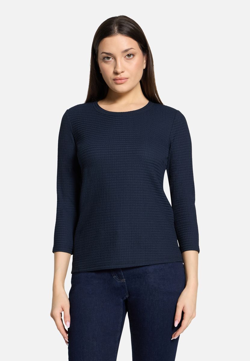 Strukturierter Strickpullover mit 3/4 Ärmeln