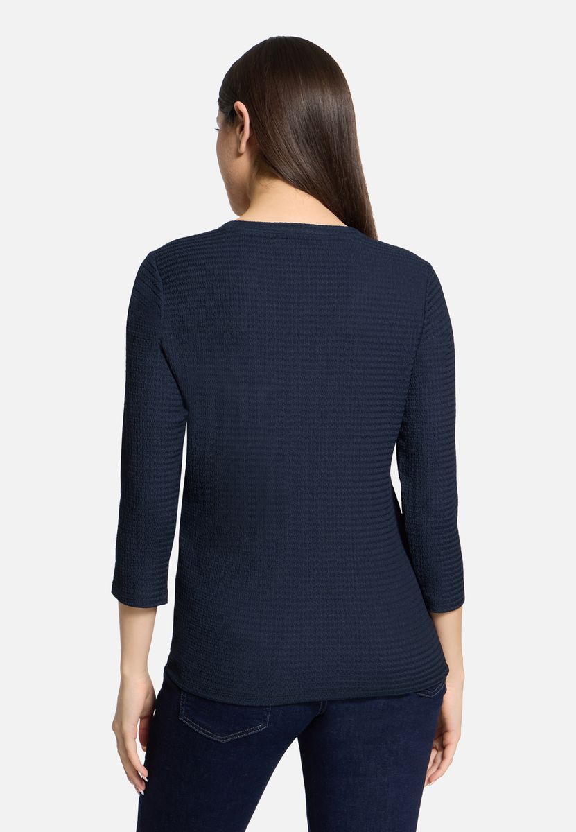 Strukturierter Strickpullover mit 3/4 Ärmeln