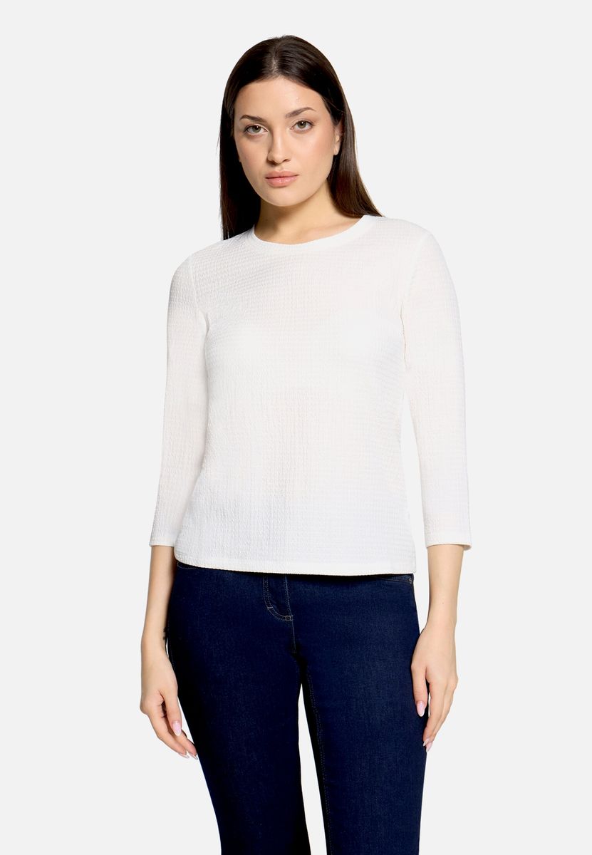 Strukturierter Strickpullover mit 3/4 Ärmeln
