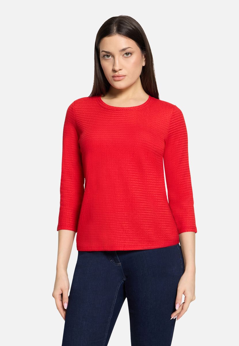 Strukturierter Strickpullover mit 3/4 Ärmeln