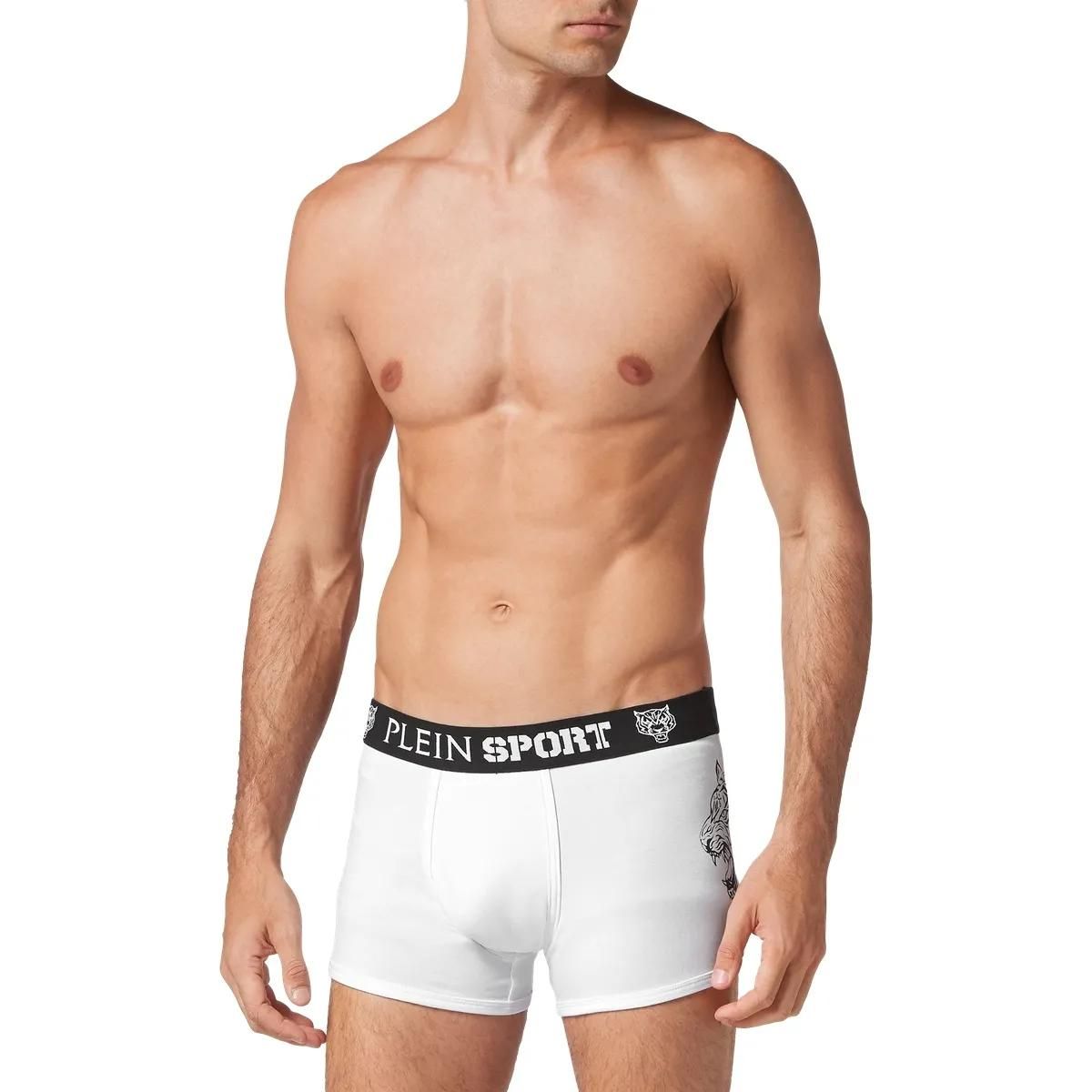 Herren Weiße Boxershorts mit Tiger