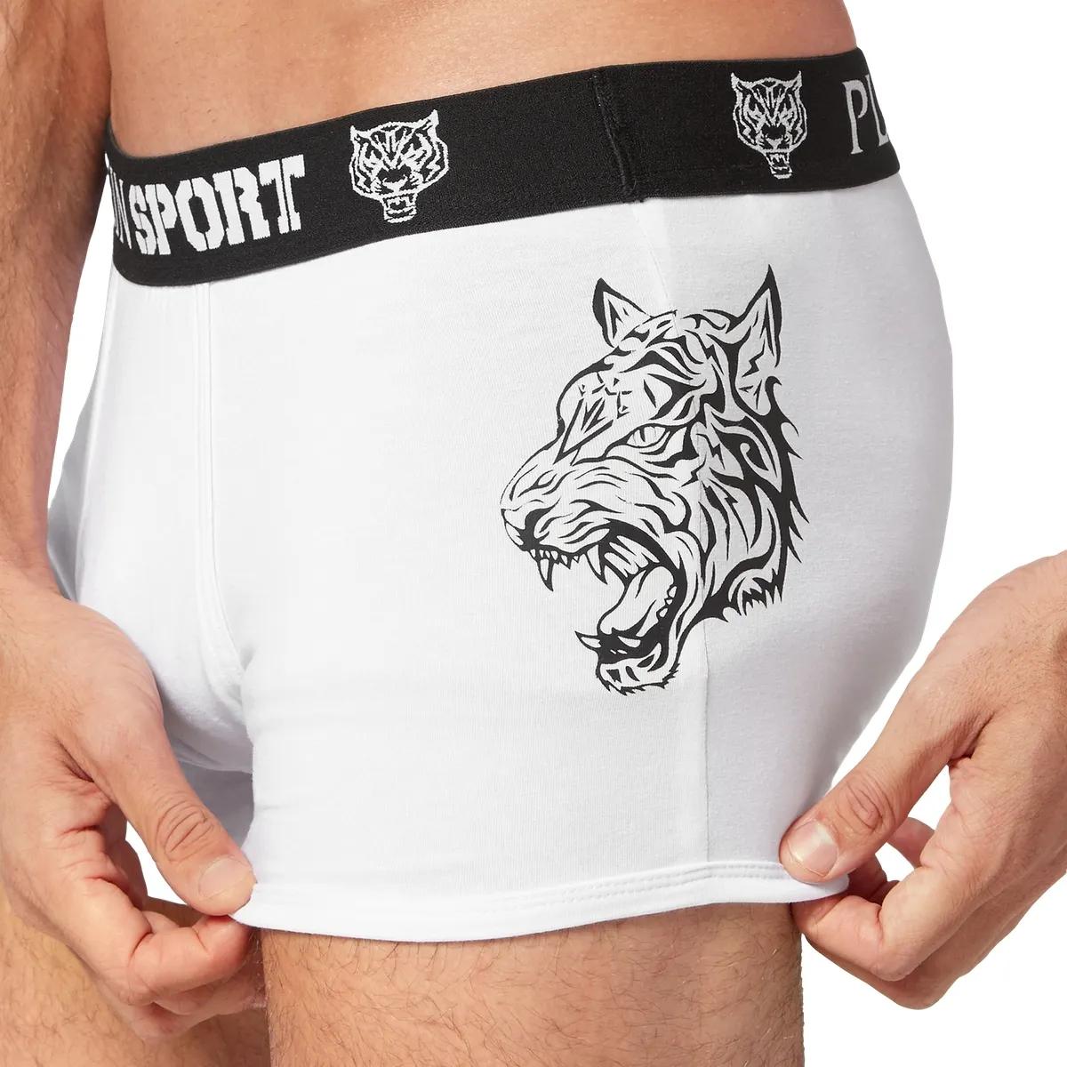 Herren Weiße Boxershorts mit Tiger