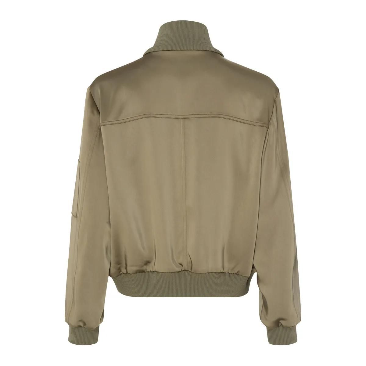 Olivgrüne Bomberjacke aus Satin