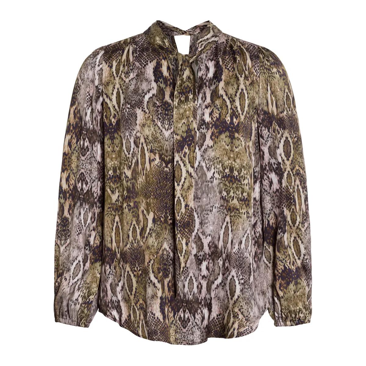 Bluse mit Schlangenmuster und Bindeband