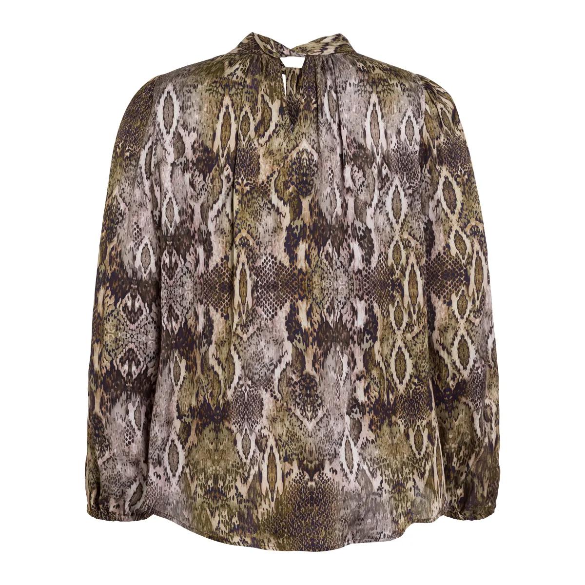 Bluse mit Schlangenmuster und Bindeband