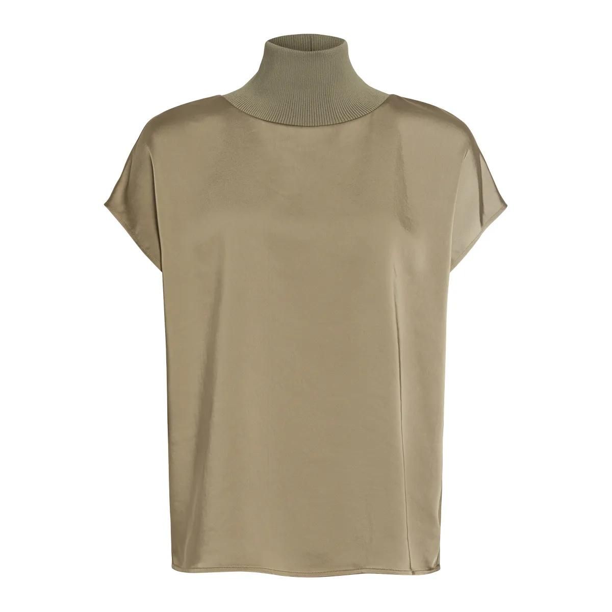 Kurzärmeliges Satin-Top mit Rollkragen