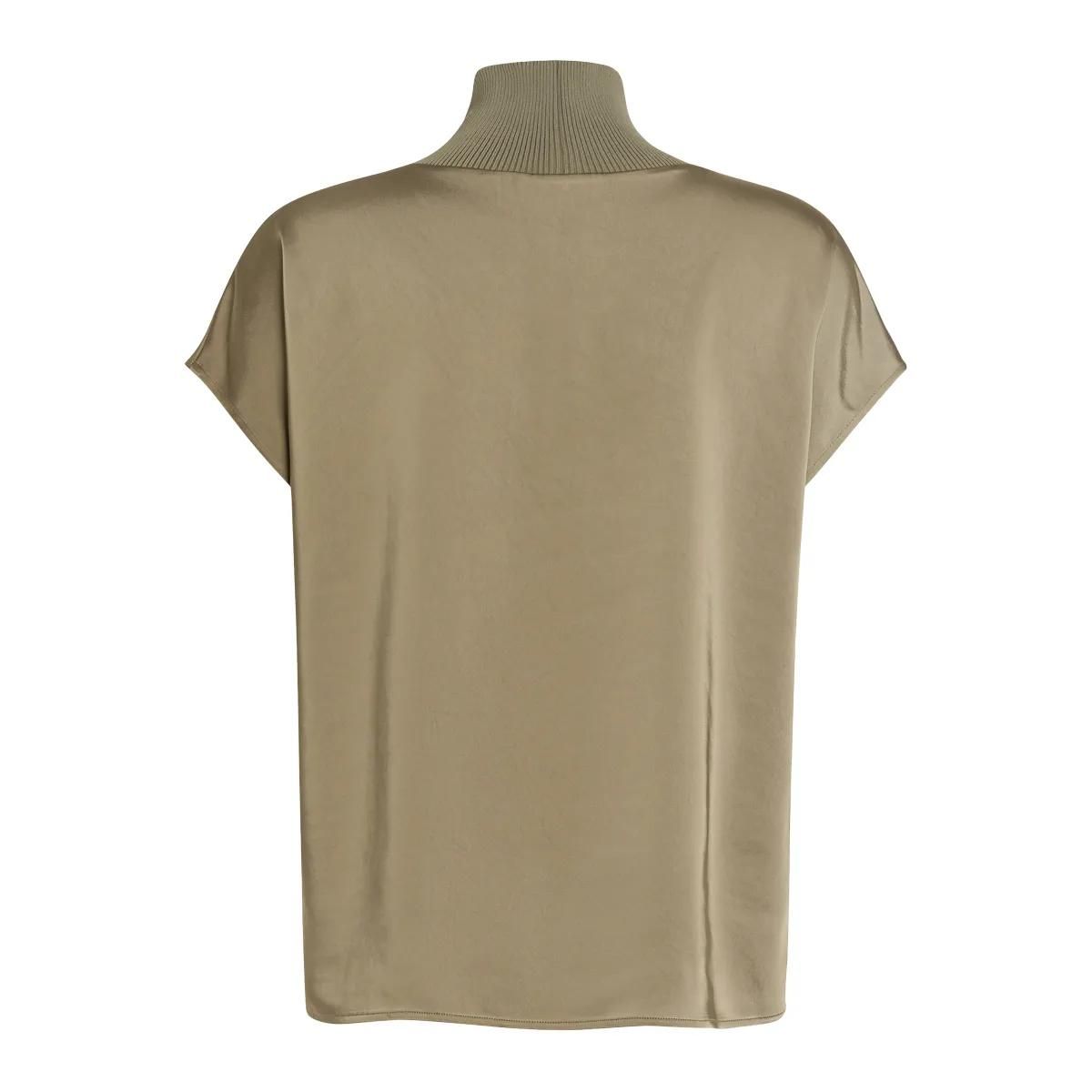 Kurzärmeliges Satin-Top mit Rollkragen