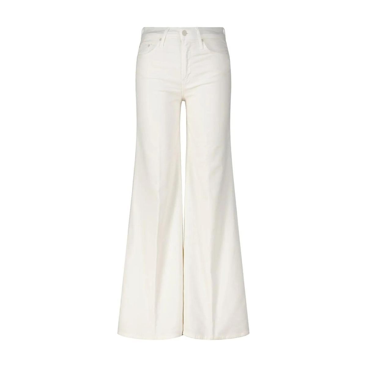 Elfenbeinfarbene Cordhose mit weitem Bein