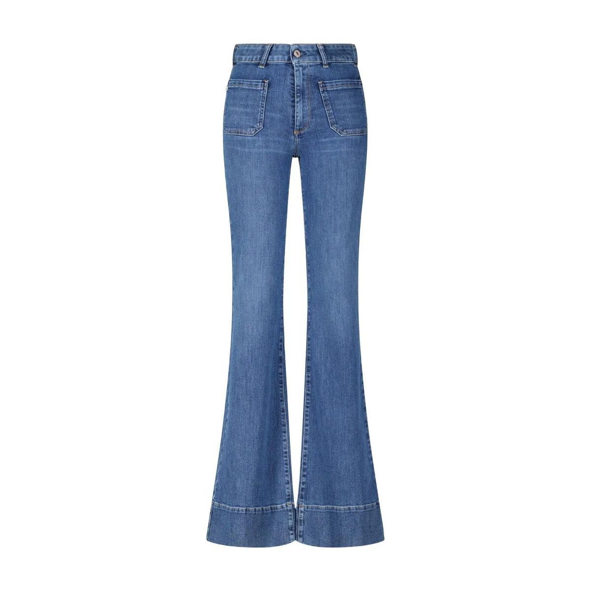 Hochtaillierte Schlagjeans aus Denim