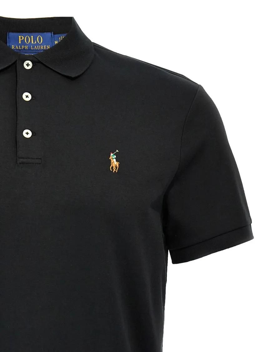 Schwarzes Poloshirt mit Logo-Stickerei