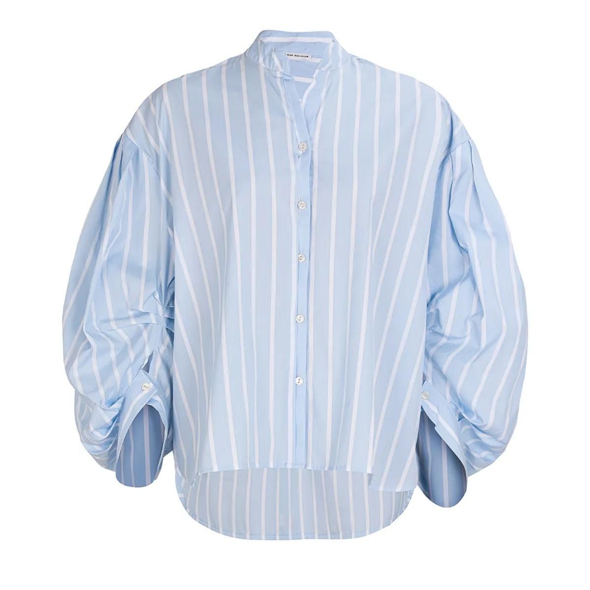 Übergroße gestreifte Bluse mit Knopfleiste