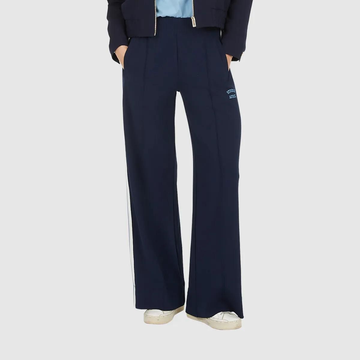 Marineblaue Jersey-Hose mit weitem Bein