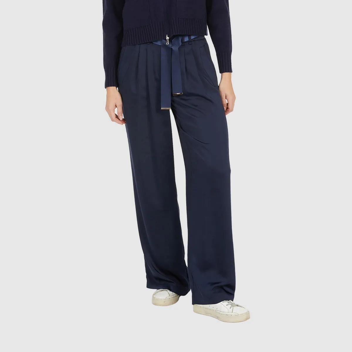 Elegante weite Satinhose mit Gürtel