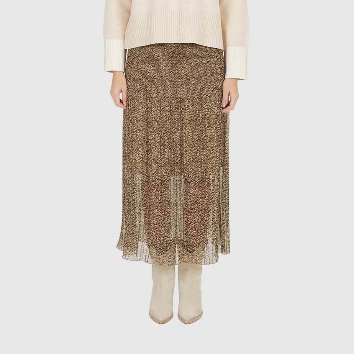 Plisseerock Maxi mit Leopardenmuster