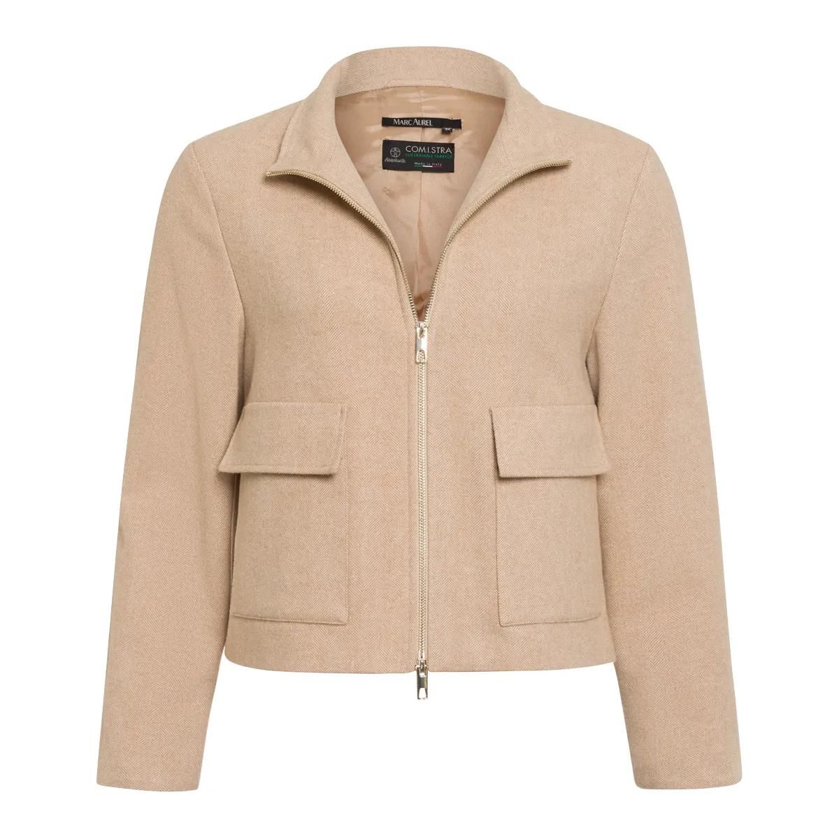 Beige Jacke mit Reißverschluss aus Wollmischung
