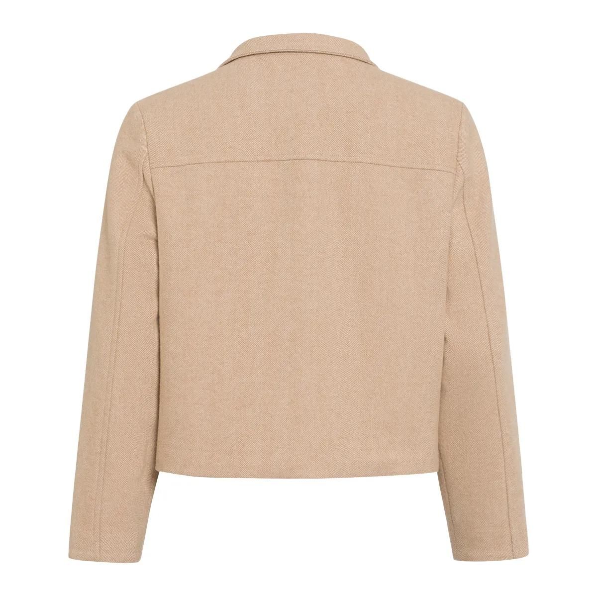 Beige Jacke mit Reißverschluss aus Wollmischung