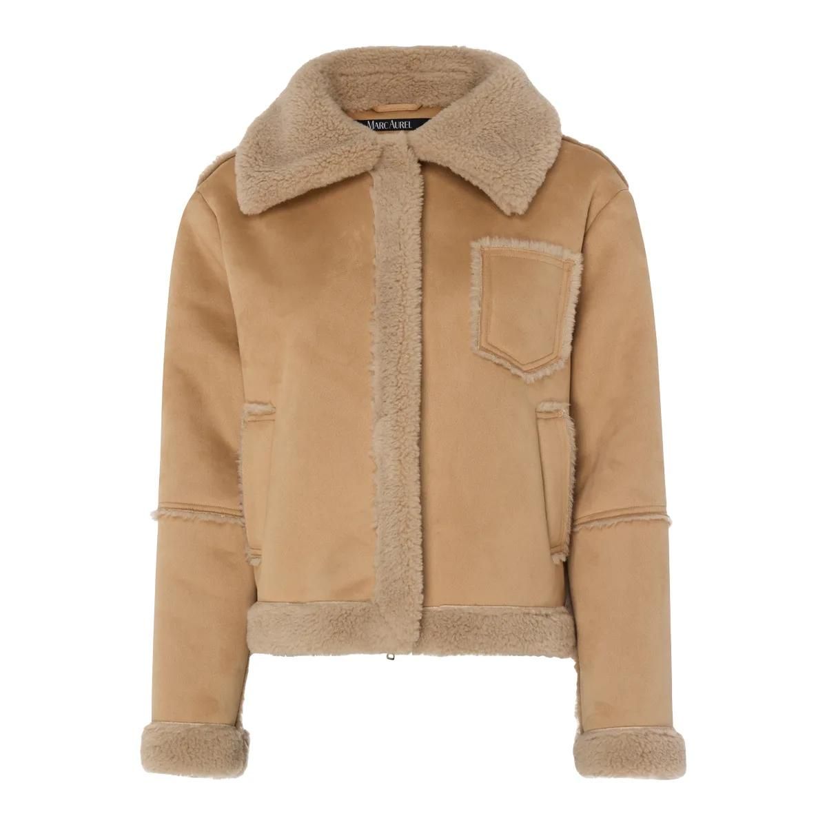 Beige Jacke mit Kunstfell