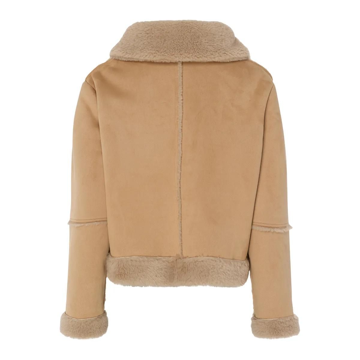 Beige Jacke mit Kunstfell