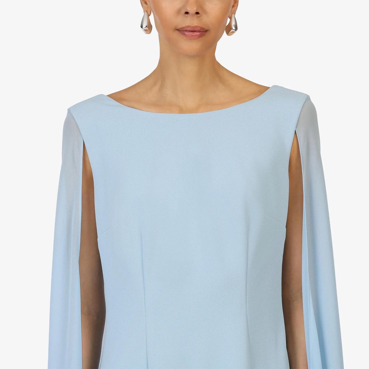 Elegantes Cape-Ärmel-Midikleid