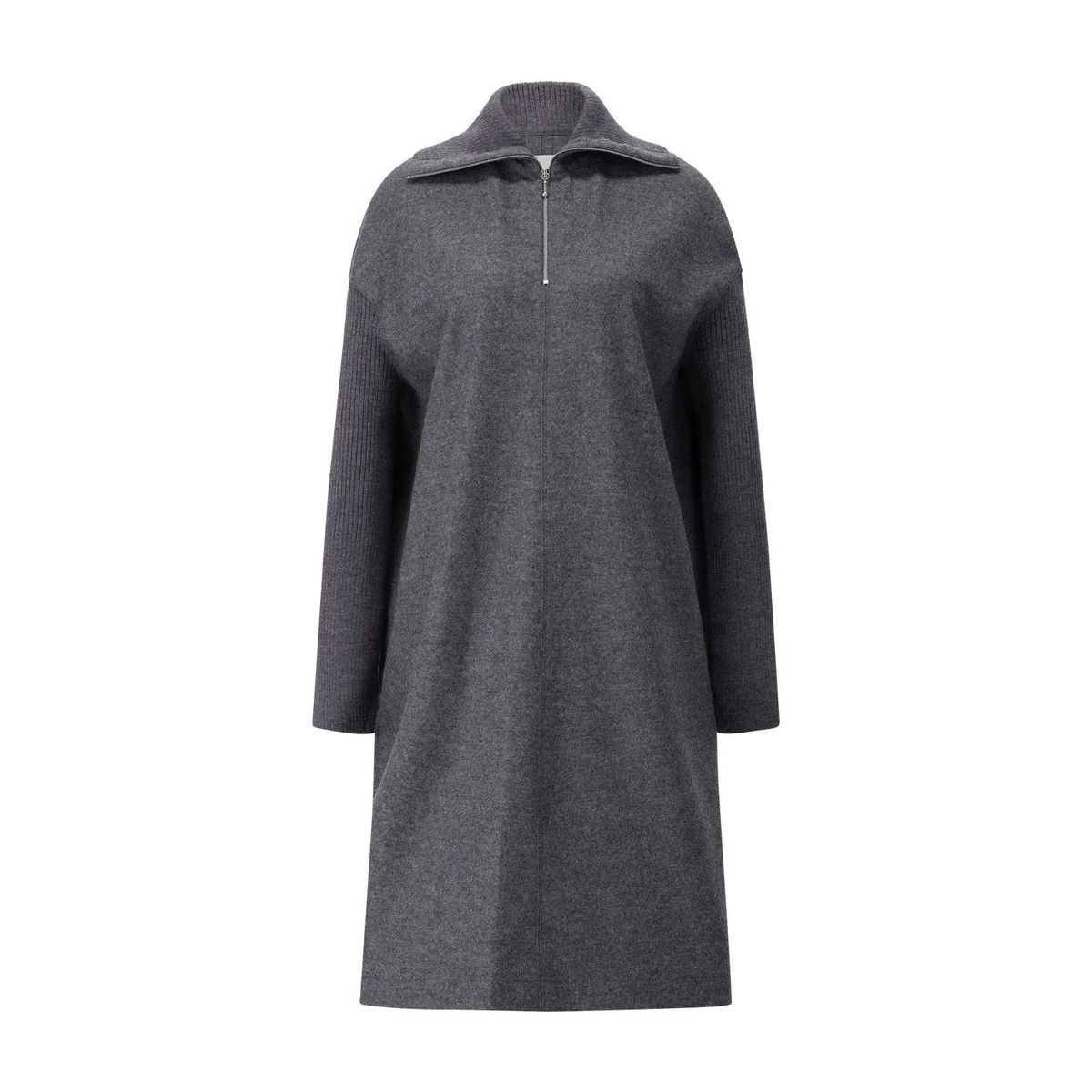 Woll-Midikleid mit Strickärmeln