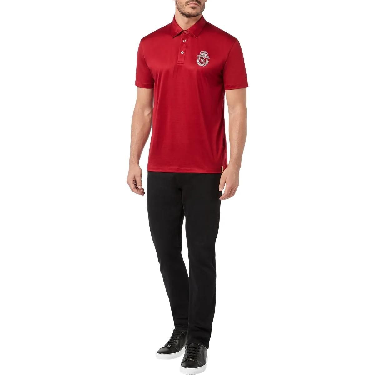 Baumwoll-Piqué Poloshirt mit Wappen-Stickerei