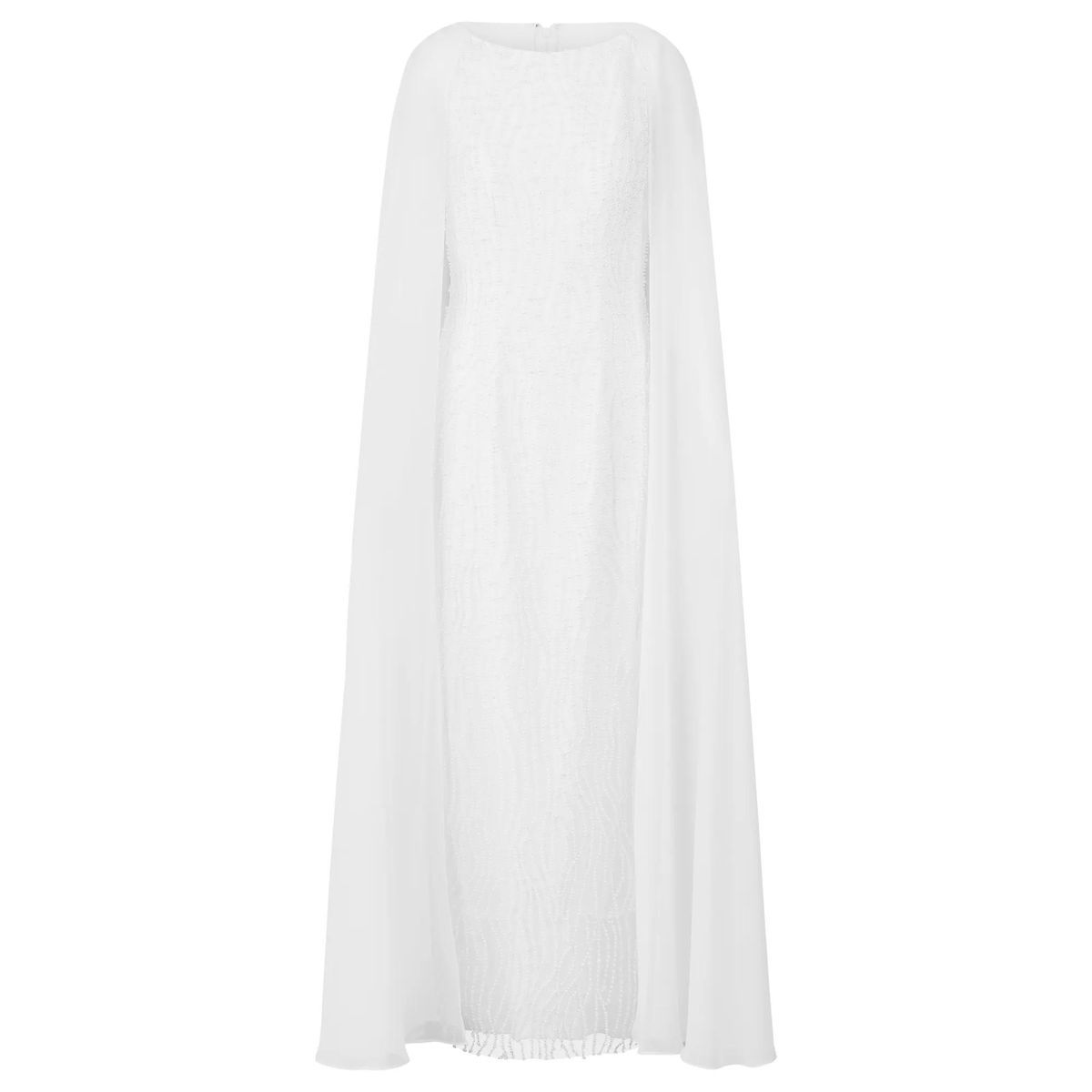 Elegantes weißes Maxikleid mit Cape-Überwurf