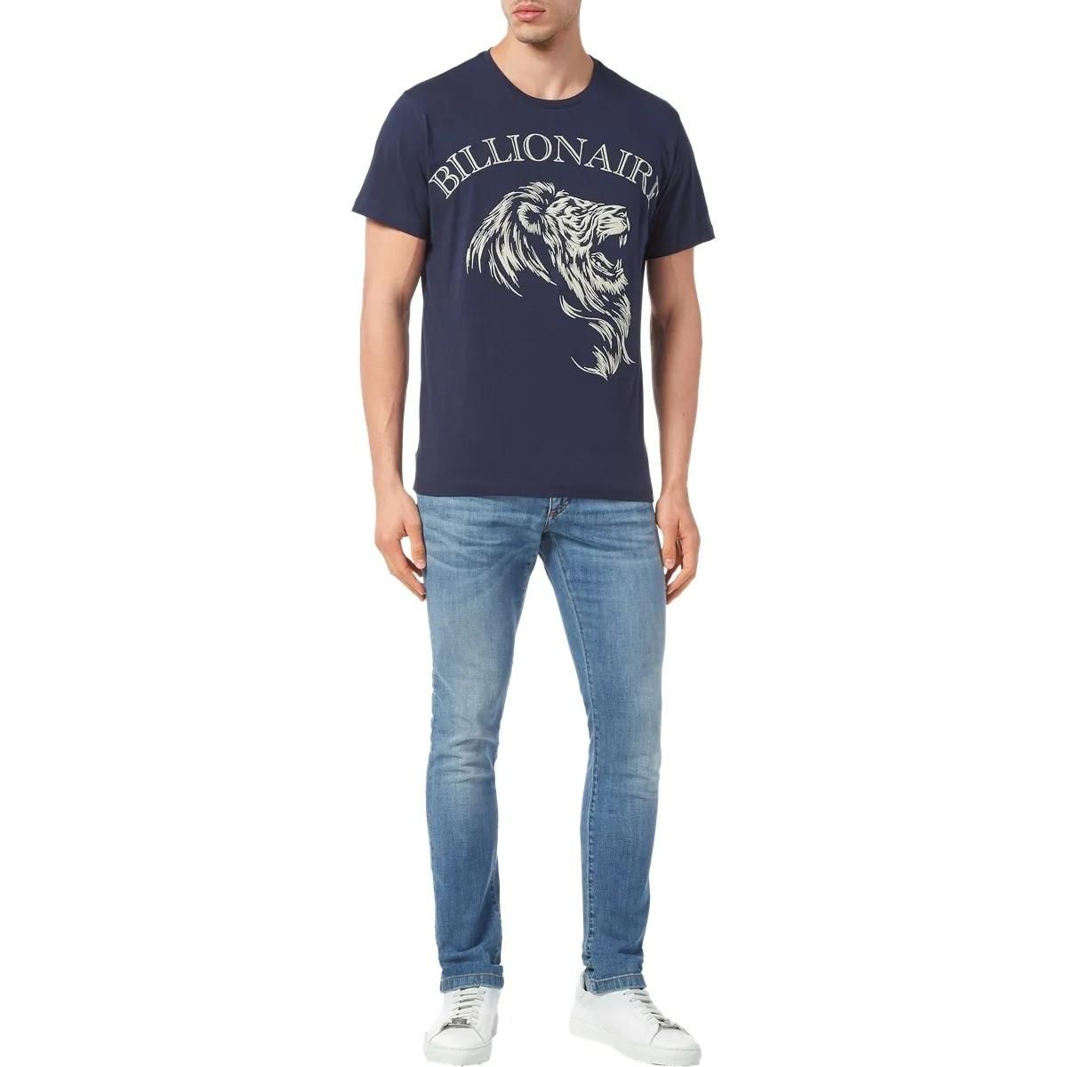 Baumwoll-T-Shirt mit Löwen Grafikprint