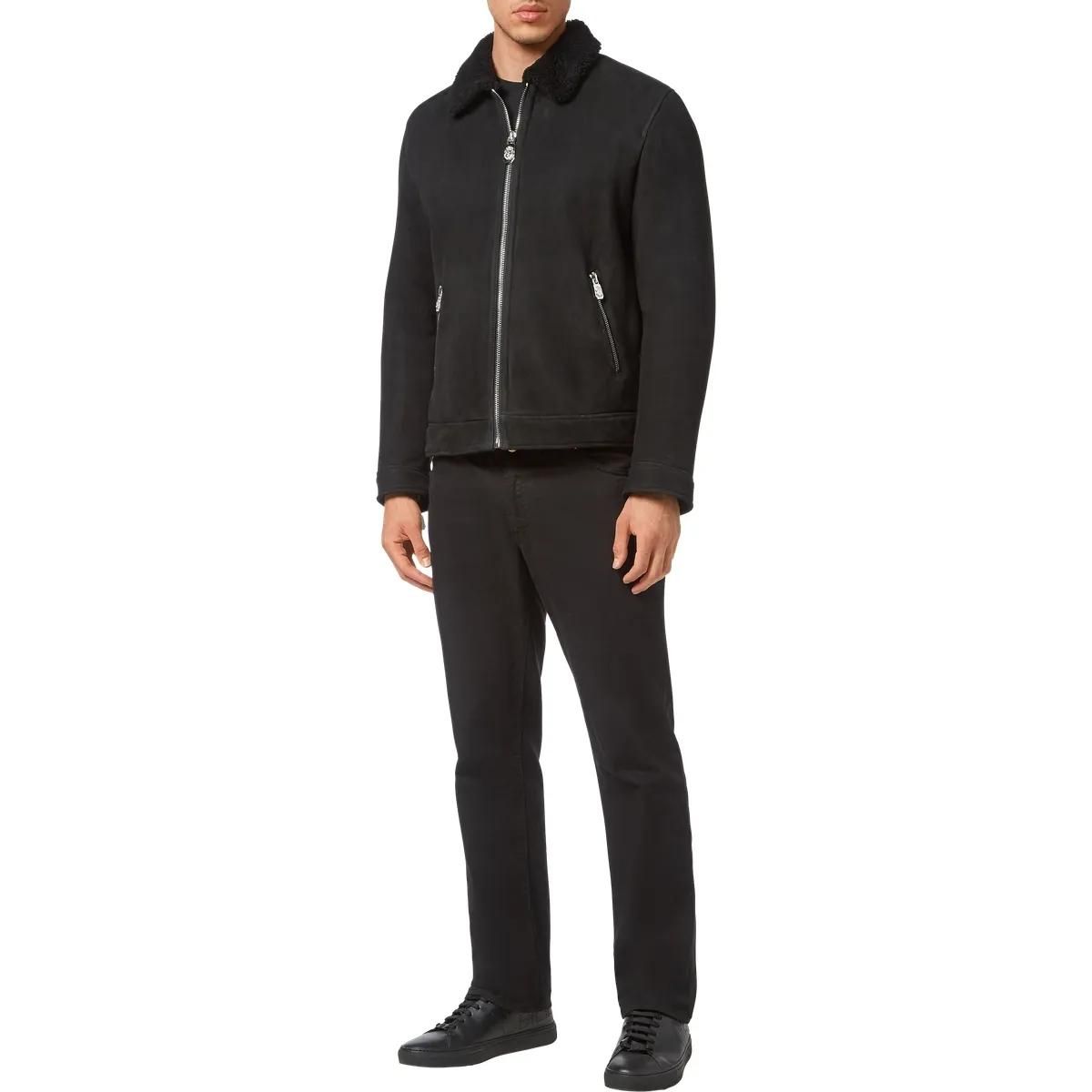 Wildleder Bomberjacke mit Shearling-Kragen