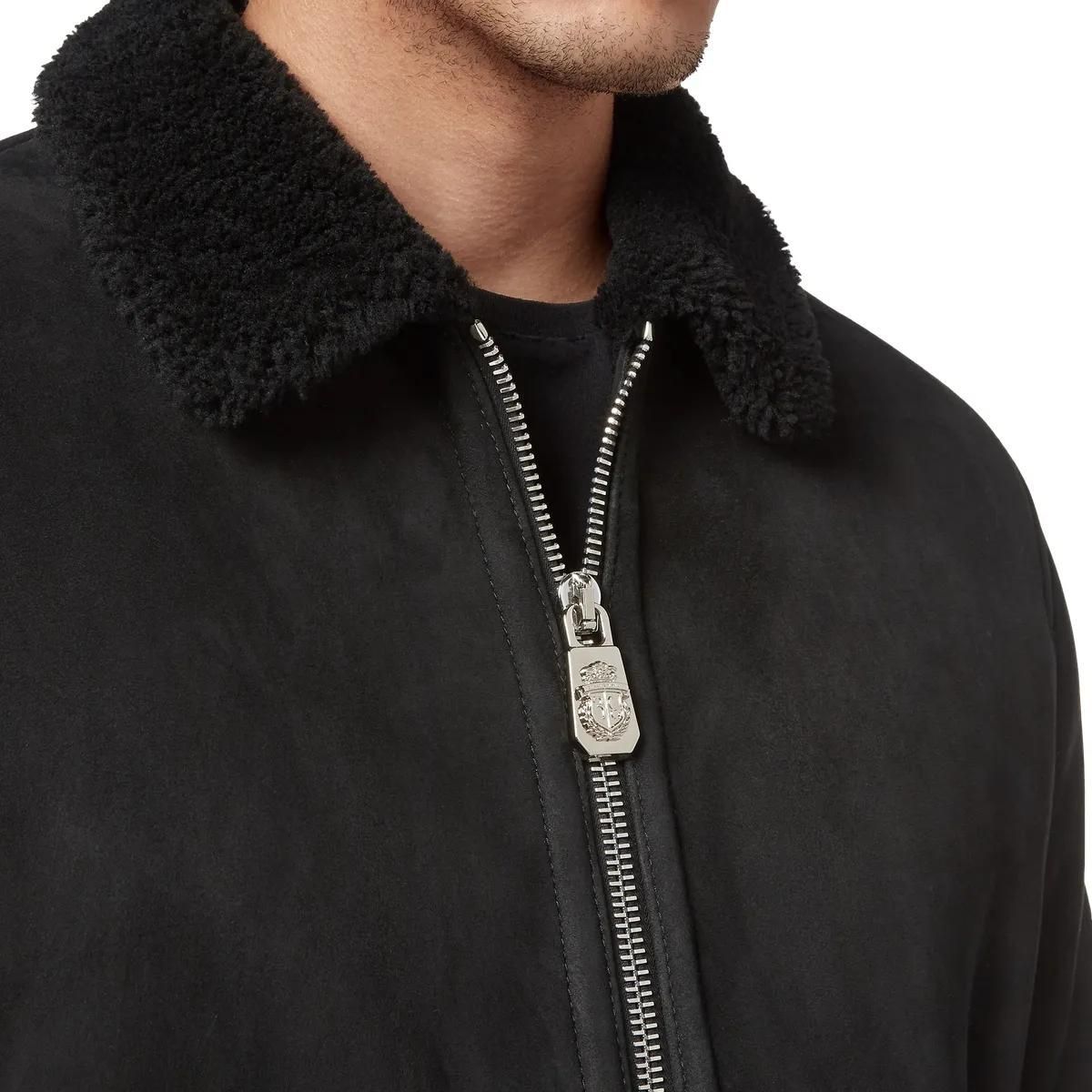 Wildleder Bomberjacke mit Shearling-Kragen