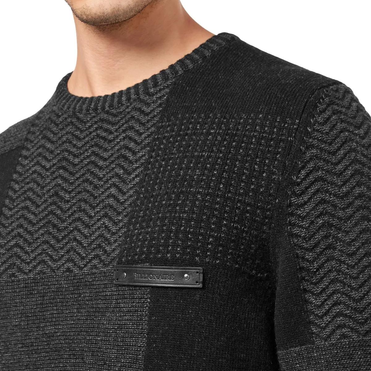 Patchwork Strickpullover aus Wolle und Kaschmir