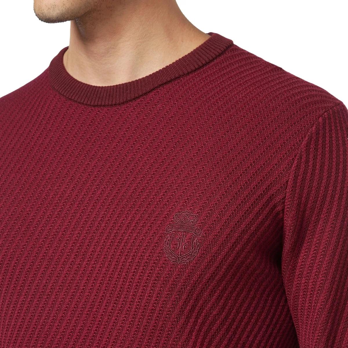 Rundhals-Pullover aus Merinowolle mit Struktur