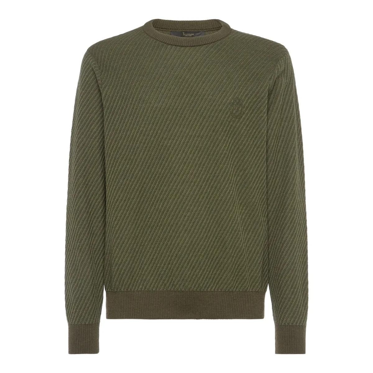 Diagonal gerippter Pullover aus Merinowolle