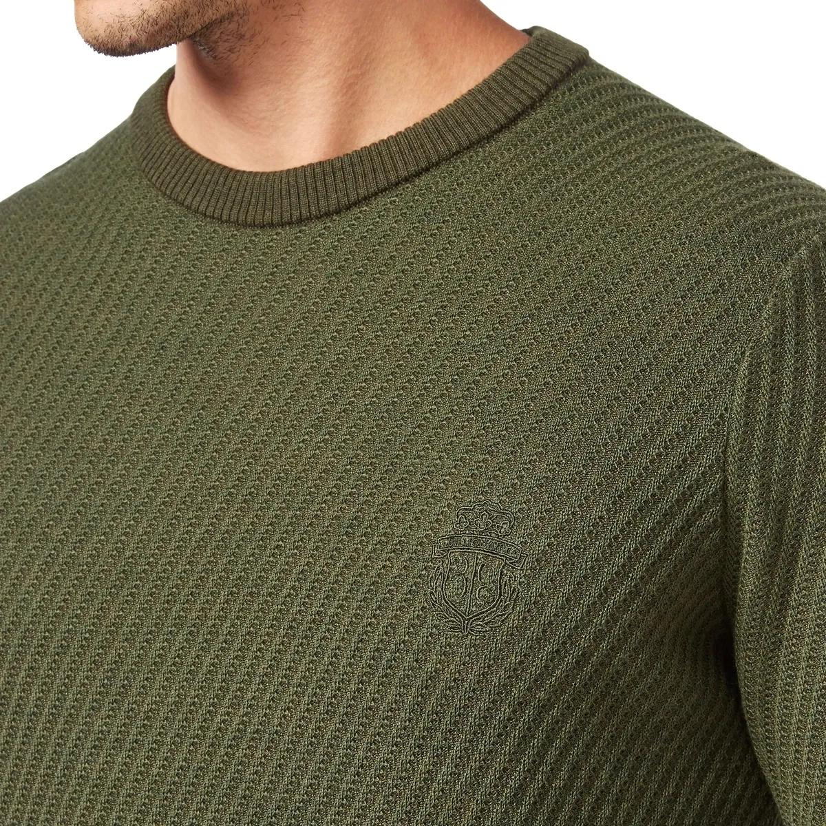 Diagonal gerippter Pullover aus Merinowolle